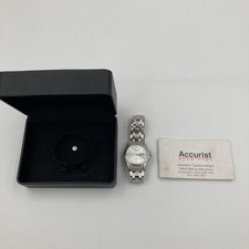 Accurist Men’s Silver Stainless Steel Day Date Watch WR50 New Battery Boxed