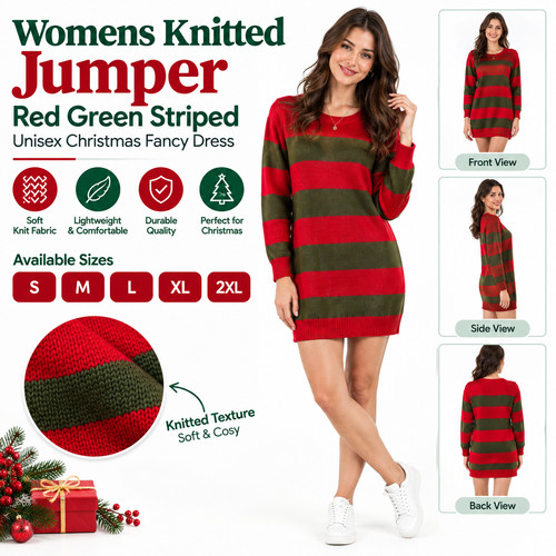 Knitted jumper red - red, green