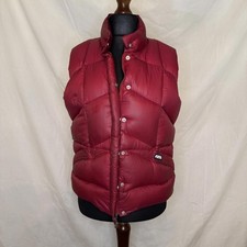 Puffa Original Women’s Red Down Gilet UK 14 Warm Padded Vest Vintage Style