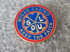 WIGAN CASINO LISTEN TO THE MEMORIES PIN BADGE NORTHERN SOUL keep the faith