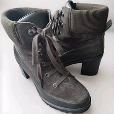 Ugg Australia Redwood Olive Cuffed Leather/suede Lace Up Waterproof Boots UK 7