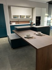 Ex-Display - Hacker - German Kitchen Hampton  Shaker Blue/ Green & Walnut