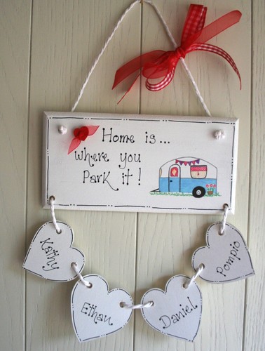 Caravan plaque wooden family - wooden,