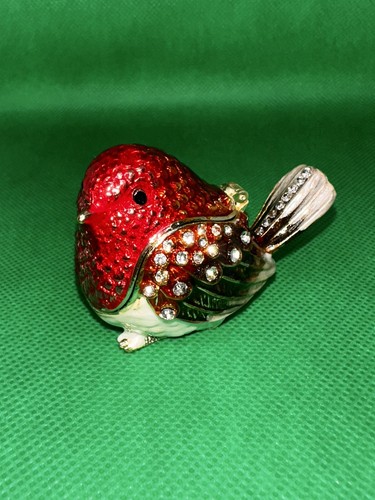 Red robin bejewelled - robin, hinged