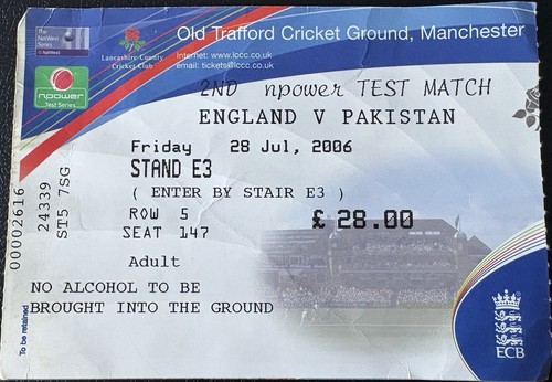 Ticket stub england v - ticket, stub,