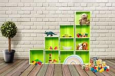 Wooden Storage Unit Cube 2 3 4 Tier Strong Bookcase Shelving Home Office Display