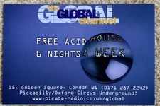 Global Channel, Cafe Club Rave Radio Flyer, Late 1990s, Golden Square London