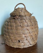 Mid Century Pine Needle Coiled Basket - Bee Skep Native American Folk NC.