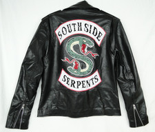 Southside Serpents patch Riverdale Gang Black Leather Biker Jacket Size M medium