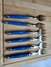 6 blue Laguiole dessert or