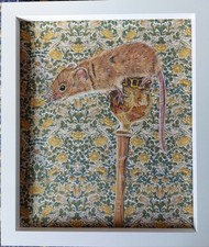 Original Wild Harvest Mouse picture painting William Morris art Nouveau fabric 