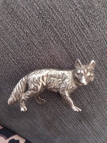 Small vintage pewter fox - vintage,