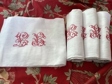 4 Antique French Pure Linen Torchon Teatowels Serviettes