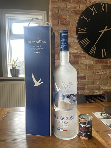 Grey goose empty vodka bottle - goose,
