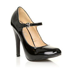 NEW WOMENS LADIES HIGH HEEL MARY JANE ANKLE STRAP COURT SHOES SIZE 3-8
