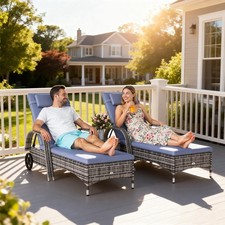 Rattan sun lounger set - sun,