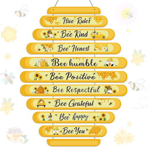 Bee decor sign hive rules - bee,