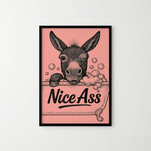 Funny donkey wall art print - donkey,