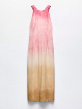 Zara Linen Blend Tie Dye Midi