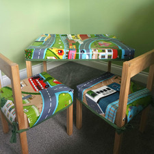 IKEA LATT Tablecloth & Chair Covers: Car Track Oilcloth, Wipeable Kids Table