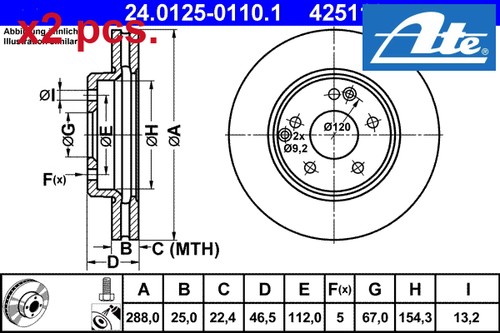 Pcs front brake disc set - x2,