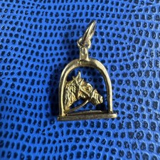 9ct Yellow Gold Horse Head & Stirrup