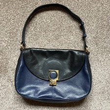 Ladies Tula Navy Black Handbag Short Handled Shoulder Bag 11x7.5” 