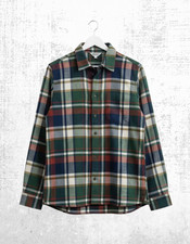 Men’s Seasalt Plaid Shirt Long Sleeve Brushed Cotton Collared Green Multi