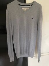 Jack Wills Grey V-Neck Jumper Cotton Sweater Size: XS - Excellent Condition