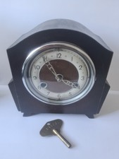 Vintage Art Deco Oak Bentima Mantle Shelf Clock Perivale Movement Strike Bell 