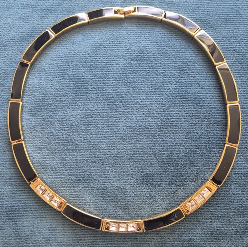 80s vintage necklace - necklace, black