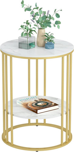 Marble top side table - top, gold