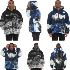 Mens Wolf Fleece Zip Hoodie