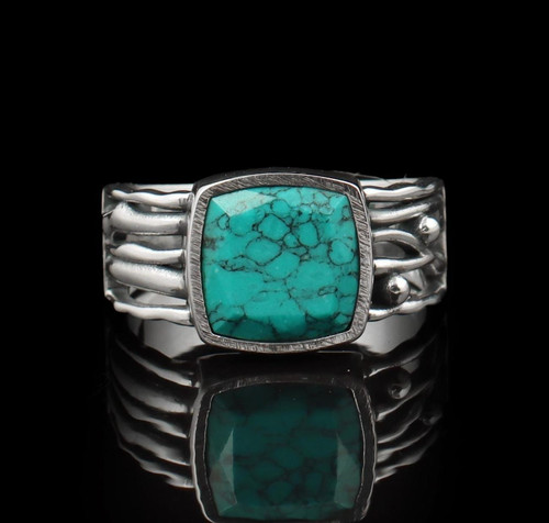 Natural turquoise signet ring - signet,