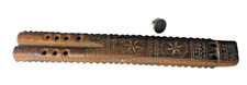 Music Instrument African Hand Carved Double Headed Flute Vintage ra