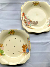 Meakin Strainer plate set Dickens Pickwick jester coach & horses 'Sunshine'