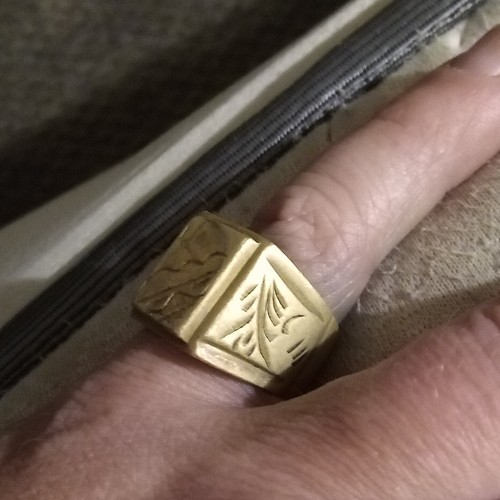 Men gold tone engraved - men's,