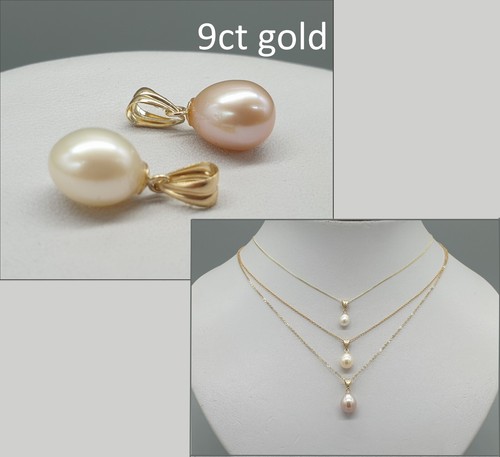 9ct gold pearl pendant - gold, 9k