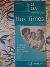Arriva North East Timetable Routes 28 /28A.  From July 2004.