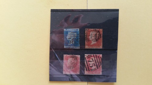 Blue imperf penny reds - gb,