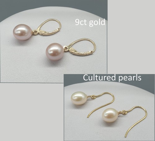 9ct yellow gold pearl earrings - 9ct,