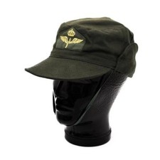 Swedish air force military surplus green field cap with logo wings