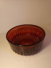 Vintage Arcoroc France Starburst Salad Bowl Ruby Red Retro Design