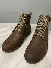 Barbour Men's Brown Leather Brogue Boots Size 7 Ankle Boot