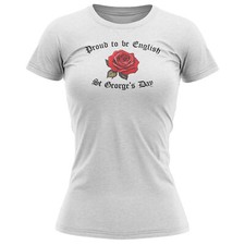 Proud To Be English Rose Womens T Shirt shirt Country St George's Day Her Foo...