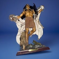 Native American Apache War Dance Fur Pelt Large 13" Figurine Statue - Used Read