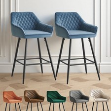 Set of 2/4 Bar Stools Velvet