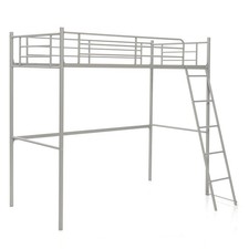 UK 3.5FT Single Metal Loft Bed Frame High Sleeper Bunk Bed Study Desk Cabin Bed