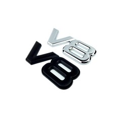 2PCS Car Metal Chrome Emblem 3D V8 Logo Engine Displacement Badge Stickers Decal