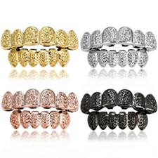 14k Gold Plated Hip Hop Teeth Grillz Top Bottom Gold Custom Grills Set Mouth Fit